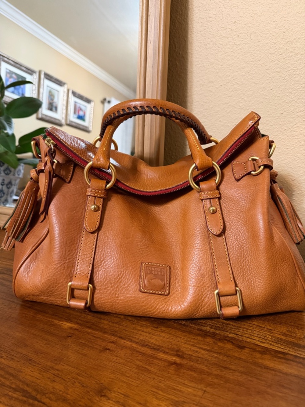 Dooney & Bourke Florentine satchel in natural Leather brass hardware